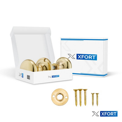 XFORT Polished Brass Victorian Style Rim Knob - 7