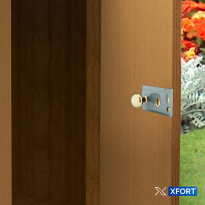 XFORT Polished Brass Victorian Style Rim Knob - 8