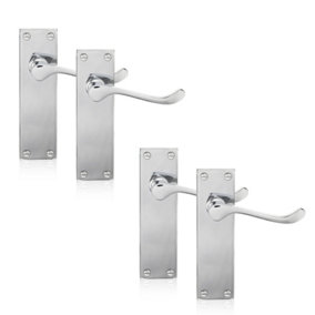 XFORT Polished Chrome 6" Victorian Scroll Lever Latch Door Handles, 2 Pairs