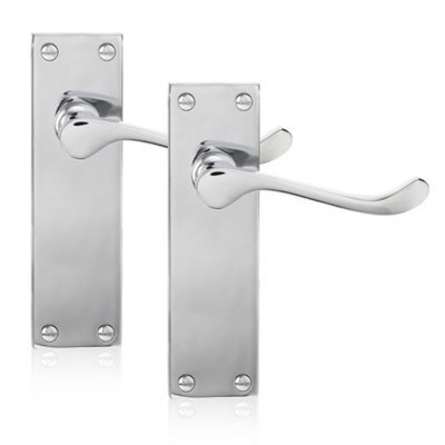 Xfort Polished Chrome 6 Victorian Scroll Lever Latch Door Handles