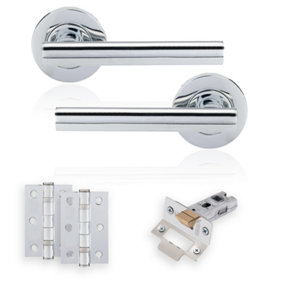 XFORT Polished Chrome Liberty Lever On Rose Latch Pack, Complete Set