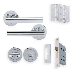 XFORT Polished Chrome Liberty Lever On Rose Lock Pack, Complete Lock Set