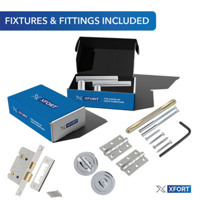 XFORT Polished Chrome Liberty Lever On Rose Lock Pack, Complete Lock Set