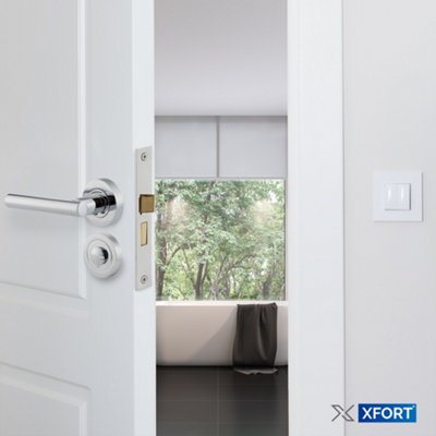 XFORT Polished Chrome Liberty Lever On Rose Lock Pack, Complete Lock Set