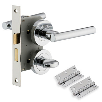 XFORT Polished Chrome Liberty Lever On Rose Lock Pack, Complete Lock Set