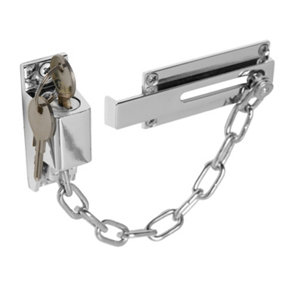 XFORT Polished Chrome Locking Door Chain, Front Door Security Chain