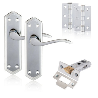 XFORT Polished Chrome London Suite Lever Latch Door Pack, Complete Set.