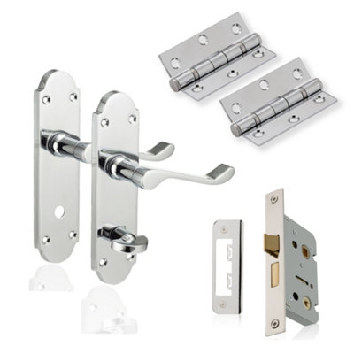 XFORT Polished Chrome Richmond Bathroom Pack, Complete Set With Bathroom Handles