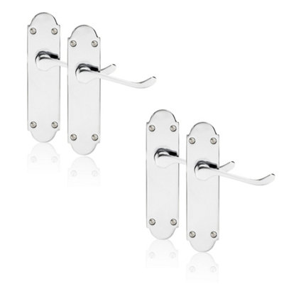 XFORT Polished Chrome Richmond Lever Latch Door Handles, 2 Pairs