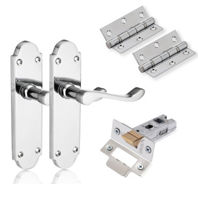 XFORT Polished Chrome Richmond Lever Latch Door Pack, Complete Set.