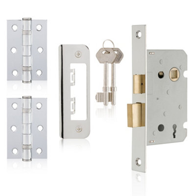 XFORT Polished Chrome Sashlock Door Accessory Pack, Compelete with 65mm Sashlock and 75mm Ball Bearing Hinges Price Comparisons | Compare The Build