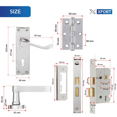XFORT Polished Chrome Victorian Lever Lock Pack, 6