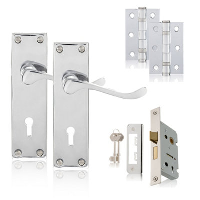 XFORT Polished Chrome Victorian Lever Lock Pack, 6