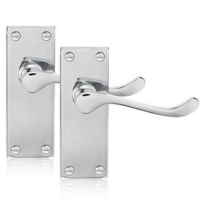 XFORT Polished Chrome Victorian Scroll Lever Latch Handles, Door Handles