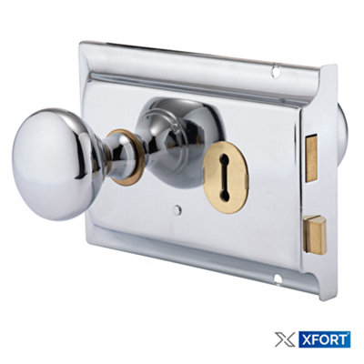 XFORT Premium Range Traditional Polished Chrome Rim Lock Set with Rim Knob - 7