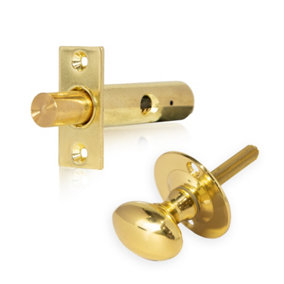 XFORT Rack Bolt Security Kit in Polished Brass, Oval Turn Knob with 55mm Rack Bolt