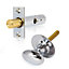 XFORT Rack Bolt Security Kit in Polished Chrome, Oval Turn Knob with 55mm Rack Bolt