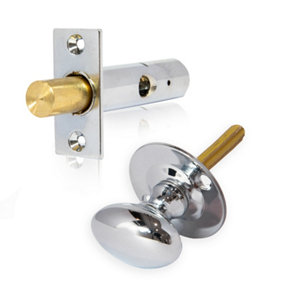 XFORT Rack Bolt Security Kit in Polished Chrome, Oval Turn Knob with 55mm Rack Bolt