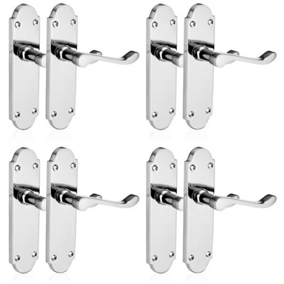 XFORT Richmond Lever Latch Scroll Polished Chrome Door Handles 4 Pair