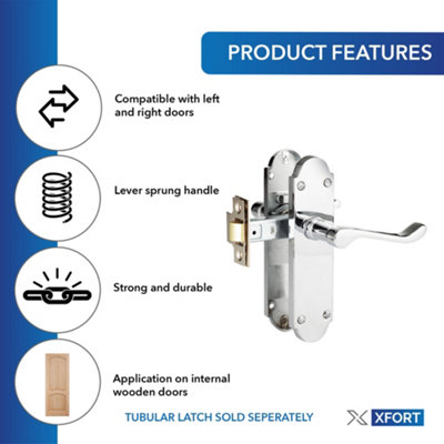 XFORT Richmond Lever Latch Scroll Polished Chrome Door Handles - 3