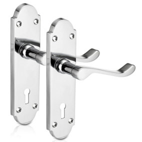 XFORT Richmond Lever Lock Scroll Chrome Door Handles 1 Pair