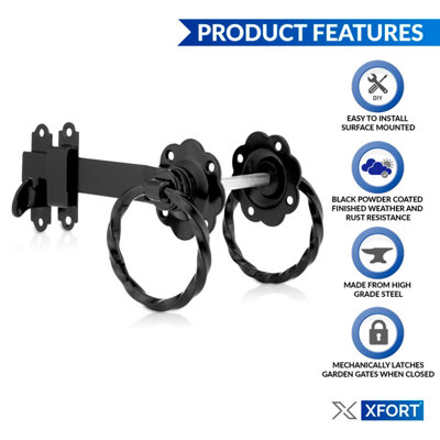 XFORT Ring Gate Latch Twisted Black - 3