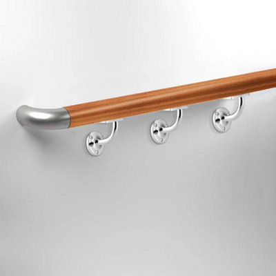 XFORT Set of 2 Polished Chrome Handrail Brackets, Banister Brackets for Stair Banister Handrail.