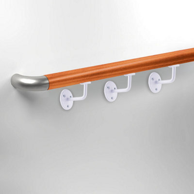 XFORT Set of 2 White Handrail Brackets, Banister Brackets for Stair Banister Handrail.