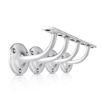 XFORT Set of 4 Satin Chrome Handrail Brackets, Banister Brackets for Stair Banister Handrail.