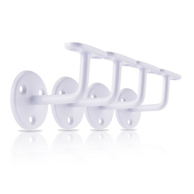 XFORT Set of 4 White Handrail Brackets, Banister Brackets for Stair Banister Handrail.