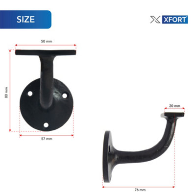 Stair Handrail Hardware Steel Wall Mount Handrail Brackets Curved Set ...