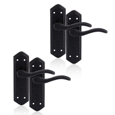 XFORT Smithy's Range London Suite Lever Latch Door Handle Black Antique, 2 Pairs Price Comparisons | Compare The Build
