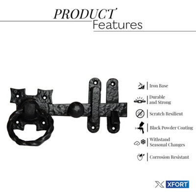 XFORT Smithy's Range Rope Ring Gate Latch Black Antique - 3