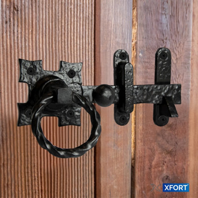 XFORT Smithy's Range Rope Ring Gate Latch Black Antique - 4