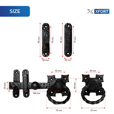 XFORT Smithy's Range Rope Ring Gate Latch Black Antique - 6