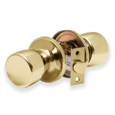 XFORT Tulip Passage Knob Set Polished Brass for Wooden Doors