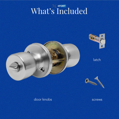 XFORT Tulip Privacy Knob Set Satin Chrome, Door Knob with Lock