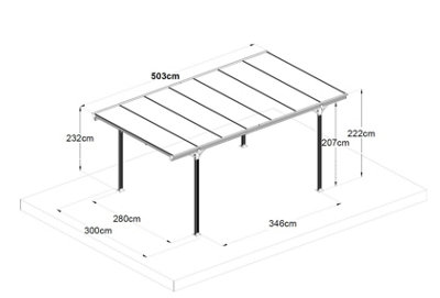 Ximax ECO Aluminium Carport - 503 x 300 cm Anthracite - 8