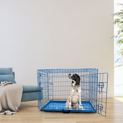 XL 42inch Foldable Blue Dog Cage - 9