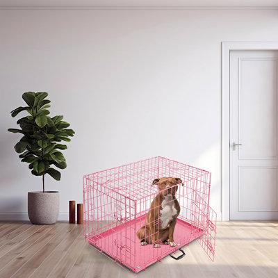 XL 42inch Foldable Pink Dog Cage DIY at B Q