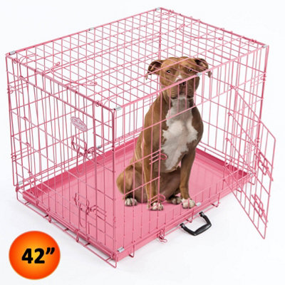 Pink wire 2024 dog crate