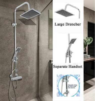 XL Bathroom Shower Riser Chrome Twin Head
