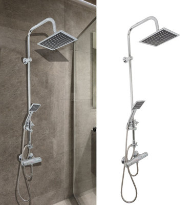 XL Bathroom Shower Riser Chrome Twin Head - 3