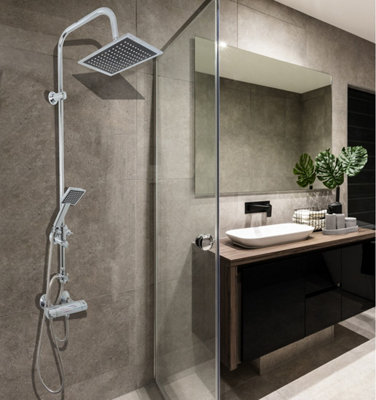 XL Bathroom Shower Riser Chrome Twin Head - 4