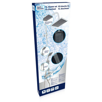 XL Bathroom Shower Riser Chrome Twin Head - 8