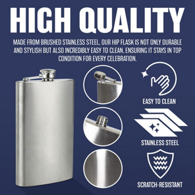 Xl Hip Flask Stainless Steel Whisky 1.7l Whisky Liquor Spirits Vodka Giant Jumbo Gift Set - 7