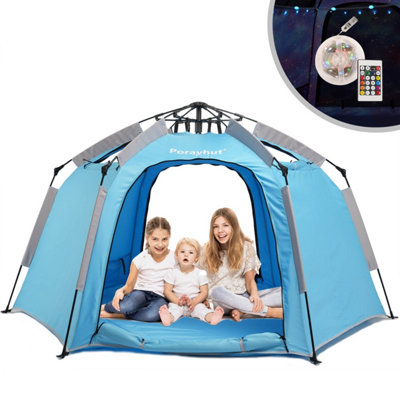 XL Indoor Kids Tent Playhouse - Large Portable Pop Up Teepee Sleepover Dome Gazebo Den for Boys Girls Children with Lights Windows