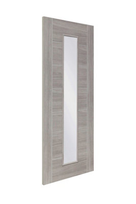 XL Joinery Internal Laminate White Grey Palermo with Clear Glass Door - 2040 x 726 x 40mm