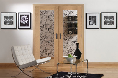 XL Joinery Internal Oak Pattern 10 Door Pair with Obscure Glass 1981 x ...