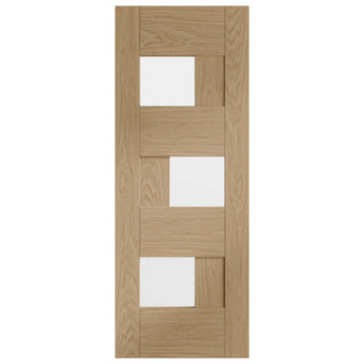 XL Joinery Internal Oak Pre-Finished Perugia Door with Clear Glass  - 1981 x 686 x 35mm (27")